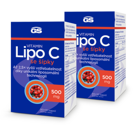 GS Vitamin Lipo C 500 mg se šípky, 2 x 90+10 kapslí