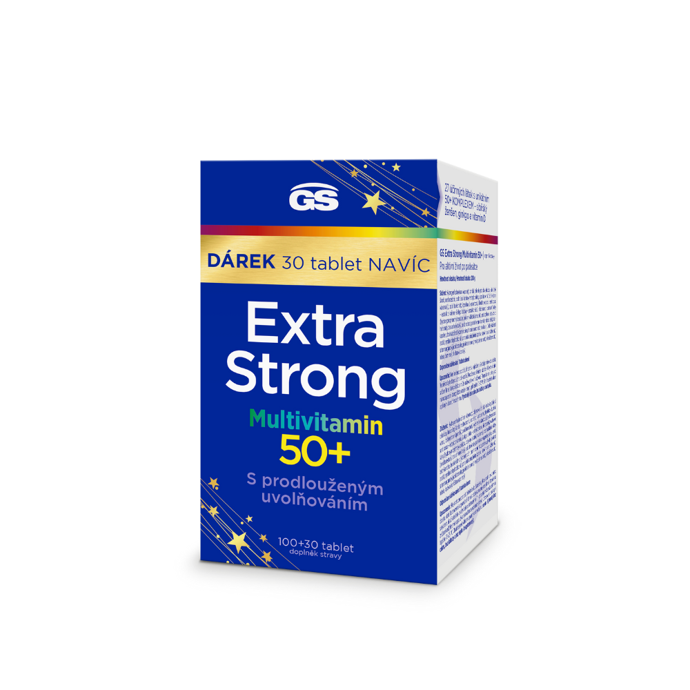 GS Extra Strong Multivitamin 50+, 100+30 tablet NAVÍC, dárkové balení 2024