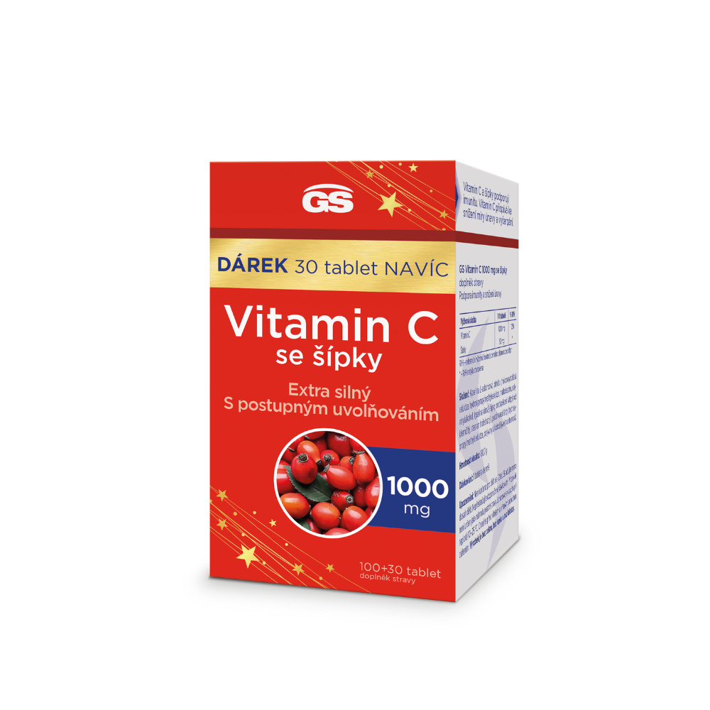 GS Vitamin C1000 se šípky, 100+30 tablet NAVÍC, dárkové balení 2024